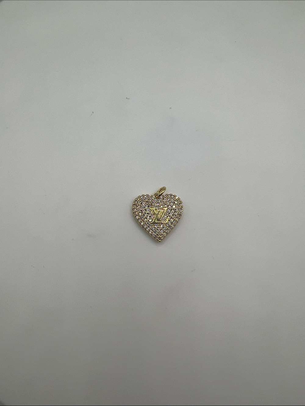 1492. Gold Heart Pendant with Pavé Crystals - Picture 7 of 7